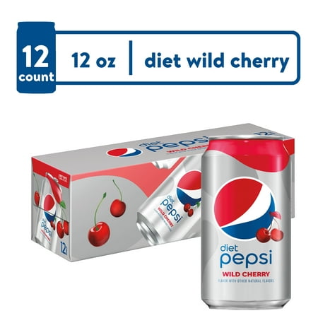 Diet Pepsi Cola Wild Cherry Soda Pop, 12 fl oz, 12 Pack Cans