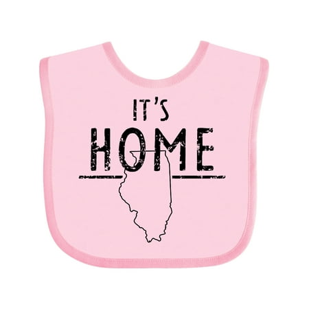 

Inktastic It s Home- State of Illinois Outline Distressed Text Gift Baby Boy or Baby Girl Bib
