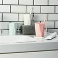 thumbnail image 6 of 10oz Toothbrush Holders Rhombus Toothbrush Holder for Bathroom Plastic Toothbrush Cup with Handle Dirt-Resistant Toothpaste Holder Reusable Bathroom Tumbler Cups Bathroom Counter Organizer Mint Green, 6 of 7