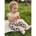 thumbnail image 5 of Cenuakty Baby Girl Cow Outfit Cartoon Animal Flying Sleeve Romper Bow Pants with Headband 3 Piece Summer Set, 5 of 9