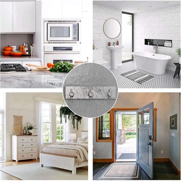 Gancho autoadhesivo Colgador de acero inoxidable para trabajo pesado Ganchos para abrigos de ba?o Puerta Abrigo sin clavos Toalla Bata Riel impermeable Pegar en la cocina K LingWen 8390605199639