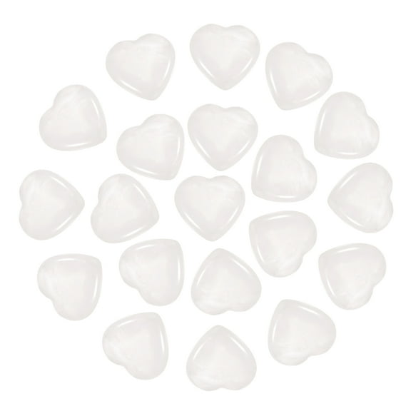 Uxcell 20 Pcs Natural Heart Shaped Crystal Stone, 0.8 Inch Mini Polished Love Gemstone Crystal, Pocket Rock Engraved Worry Stones for Women Gifts Meditation, White