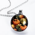 thumbnail image 2 of Thanksgiving Pumpkin Women's Glass Design Circular Pendant Necklace - Sparkle and Shine with this Elegant Necklace, 2 of 5