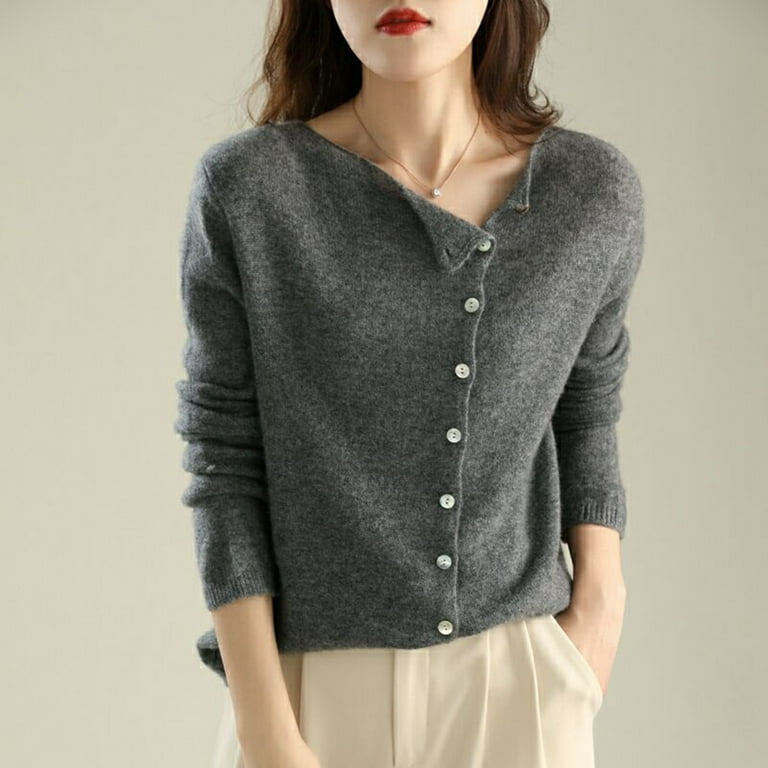 Youmylove Soft Cardigan Undershirts for Women Stylish Tops Spring Autumn Thin Cardigan Round Neck Single Versatile Top Tight Fitted Tops Crewneck