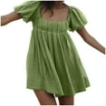 thumbnail image 6 of TMOYZQ Women's 2025 Summer Short Puff Sleeve Casual Short Mini Dresses Tie Back Square Neck A-Line Sundress, 6 of 9