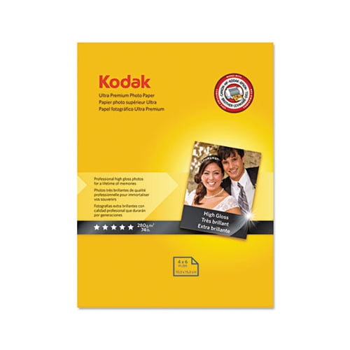 KODAK Ultra Premium Photo Paper Gloss 4'x6', 20 count, 74lb-280g/m2 weight, 10 mil thickness (41150 - 8777757)