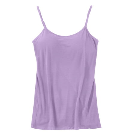 

LBECLEY 5X Tops for Women Plus Size Womens Camisole Built in Bra Adjustable Straps Camisole Camisole Sleeveless Summer Top for Workout Sleep Travel Top Dressy Women Purple Xl
