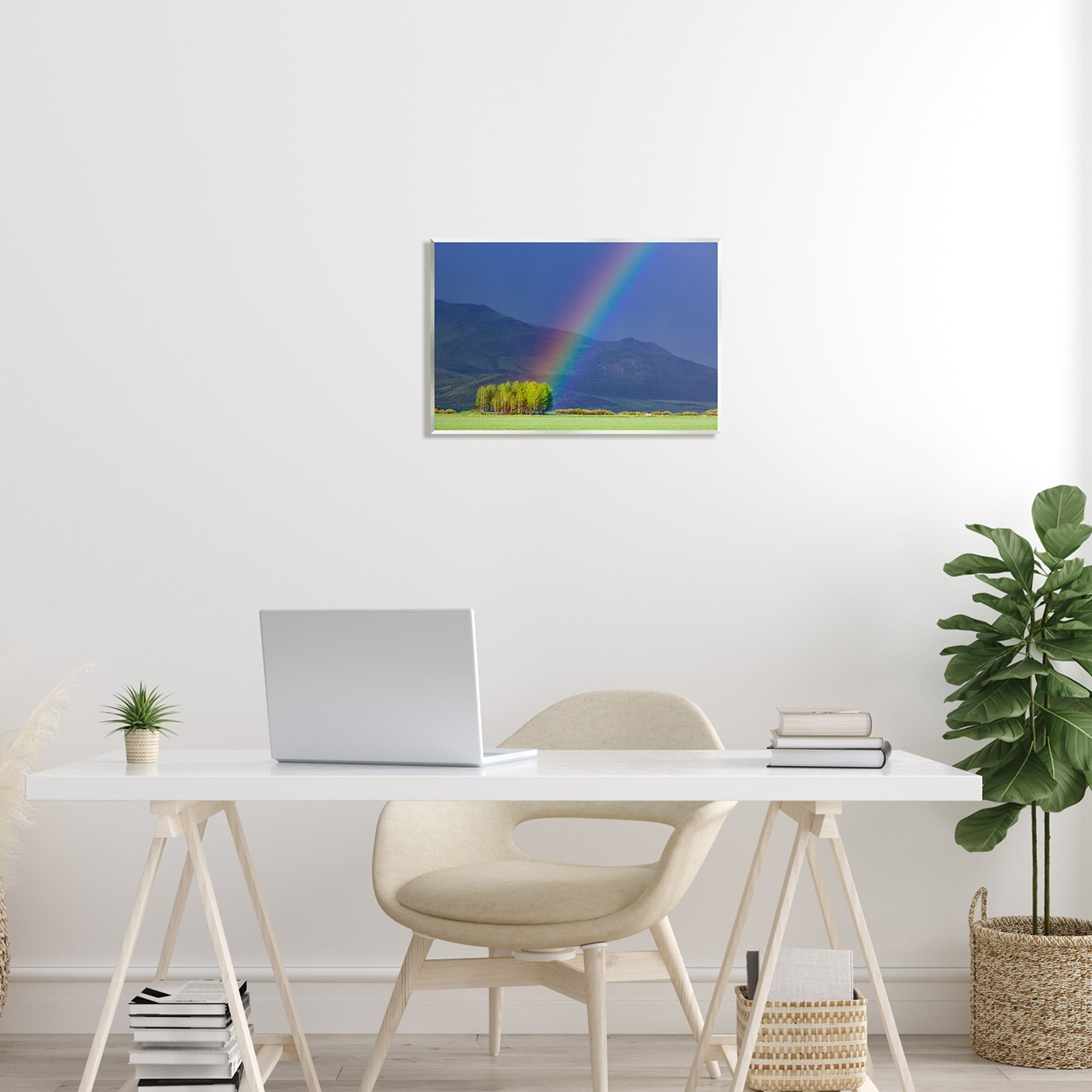 Stupell Industries Uplifting Rainbow Rays Tree Grove Mountain Landscape Photograph Unframed Art Print Wall Art, Design by Steve Smith