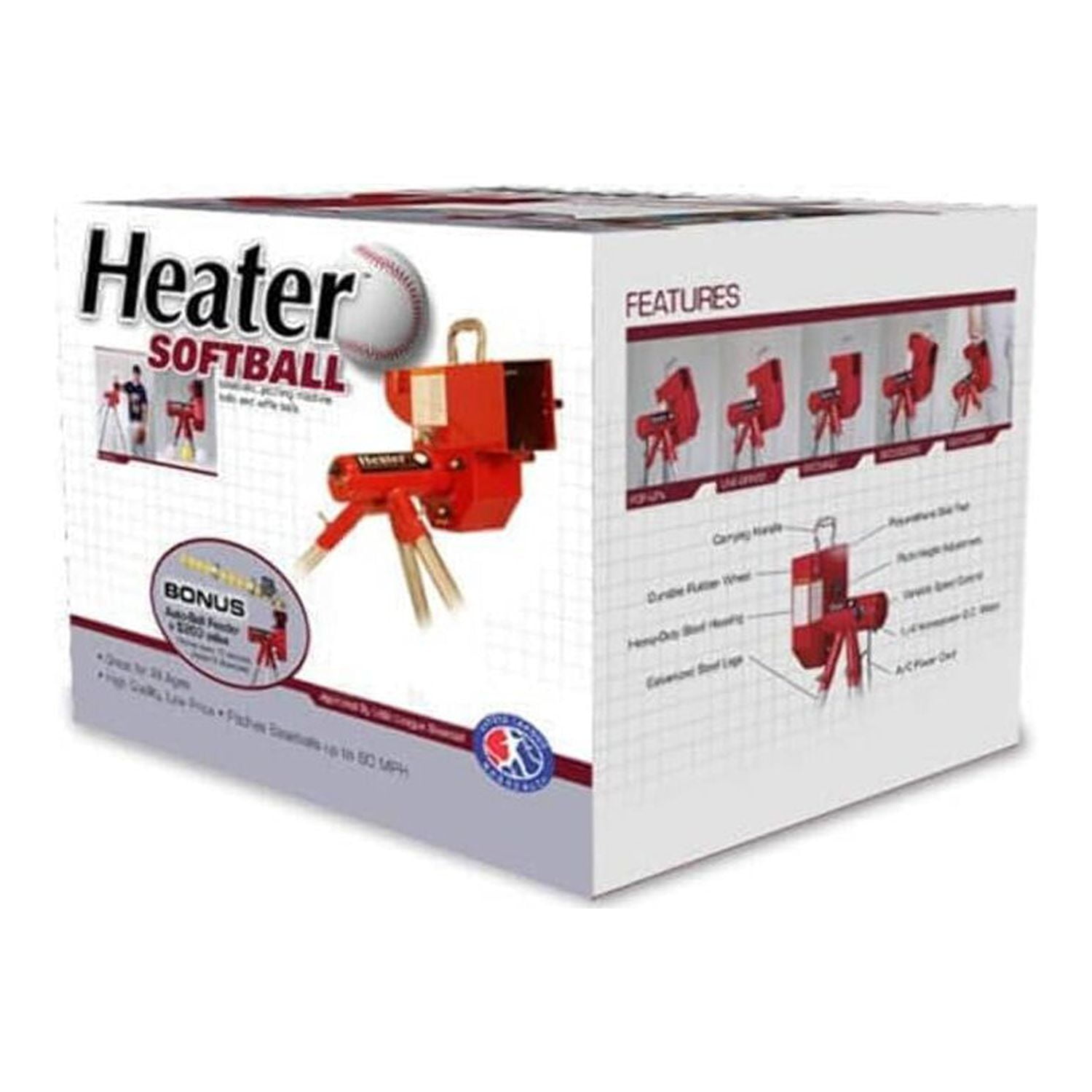 Heater Softball Pitching Machine with 9 Ball Automatic Feeder