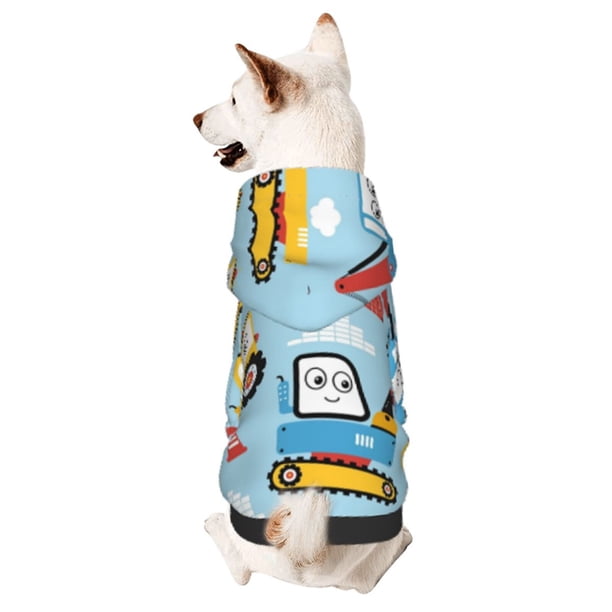 Fotbe Building Truck Sudadera con Estampado para Perros Pequeños – Suéter con Capucha para Mascotas, Tela Suave de Forro Polar con Bolsillo-Small