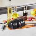 thumbnail image 4 of Restaurantware-Kitchen Tek 2-Stage Electric Knife Sharpener, 1 Straight-Edge Knife Sharpener With Sapphirite Grinding Wheel - 120 V, Quick Sharpening, Gray Plastic, For Kitchen Knives, 4 of 4