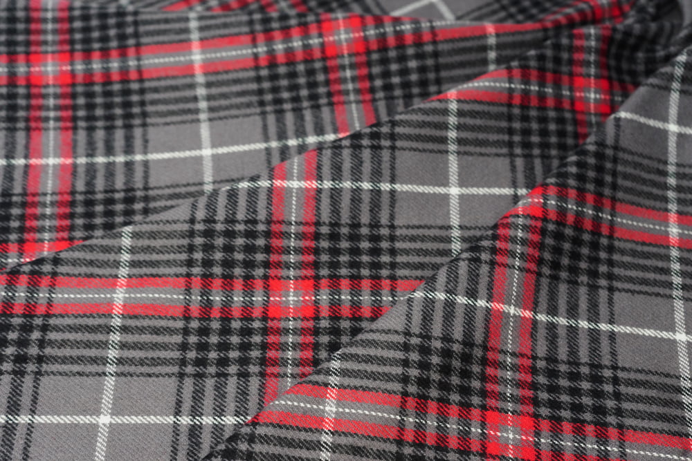 Flannel Plaid Black Red Gray White Squares Cotton Flannel Fabric by the  Yard (3750T-12F)