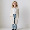 thumbnail image 4 of Dagugfen Baby Girls Clothes Sweater Cardigan Long Sleeve Loose Comfy Solid Color Casual Long Outwear 3-11 Years, 4 of 9