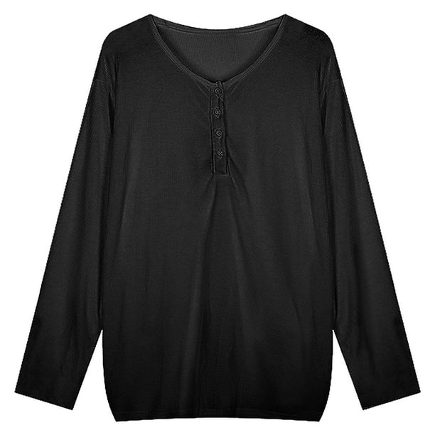 MHFRRA Camiseta Holgada de Longitud Media para Mujer, Nueva Camiseta de Manga Larga Estilo Holgado con Protección Solar Negro
