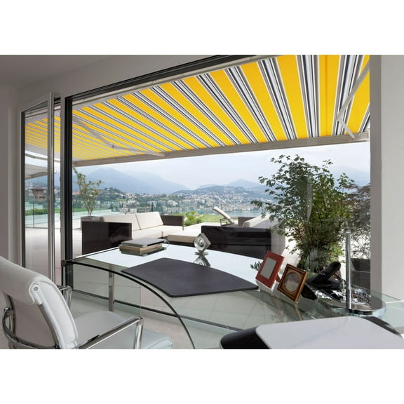 Advaning Luxury Series 16x10 ft. Manual Retractable Sunshade Awning - Sunny Yellow