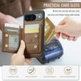 thumbnail image 4 of Dteck Wallet Case for Google Pixel 9 Pro XL,Luxury Leather Detachable Credit Card Holder Slot Magnetic Pocket Case RFID Blocking Shockproof Kickstandv Cover for Google Pixel 9 Pro XL,Brown, 4 of 9