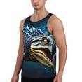 thumbnail image 2 of Gukieu Starry Sky Colorful Crocodile Print Men's Quick Dry Fitness Vest, Round Neck Sleeveless Fitness Bodybuilding Top-Small, 2 of 7