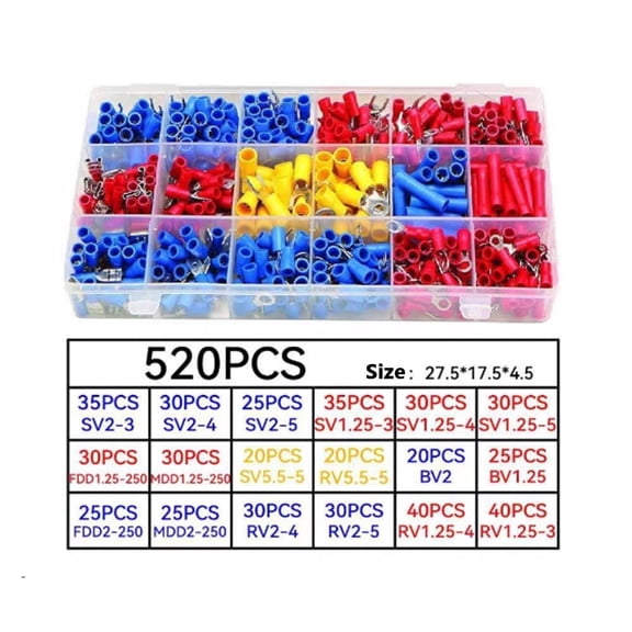 Aniceparthy 520 PCS Heat Shrink Wire Connectors Kit,Insulated wire terminals for electrical connectors,Waterproof fork shovel ring docking connector combination for Boat,Truck,Stereo,Joint