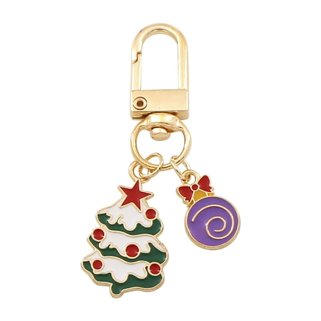 Christmas Metal Keychain Pendant - Festive Tree Candy Snowman Charm | Alloy Gift Accessory for Keys, Bag Decor and Holiday Souvenirs