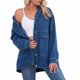 thumbnail image 2 of Chaqueta Vaquera de Mujer, Estilo Boyfriend, Extragrande, con Botones, Larga, Aberturas Laterales Azul Oscuro L, 2 of 10