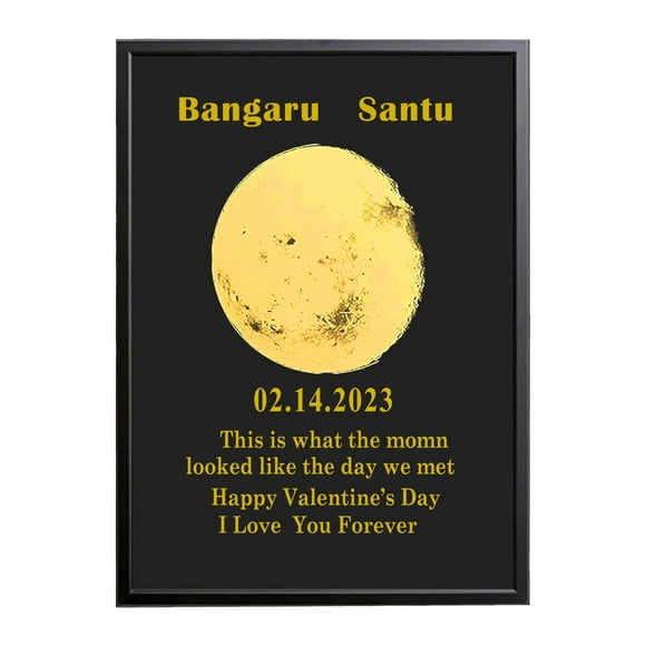 Hearth & Gear Custom Moon Phase And Name Wooden Frame With Your Text 'The Night We Met' DIY Moon Phase Anniversary Present For Wall Hanging Art Photo Frame For Couple Friend Present