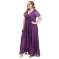 thumbnail image 4 of OBEEII Womens Plus Size Lace Dresses V Neck Ruffle Long Maxi Dress Ladies Evening Party Wedding Guest Dress Plus Size Formal Cocktail Swing Dresses, 4 of 7