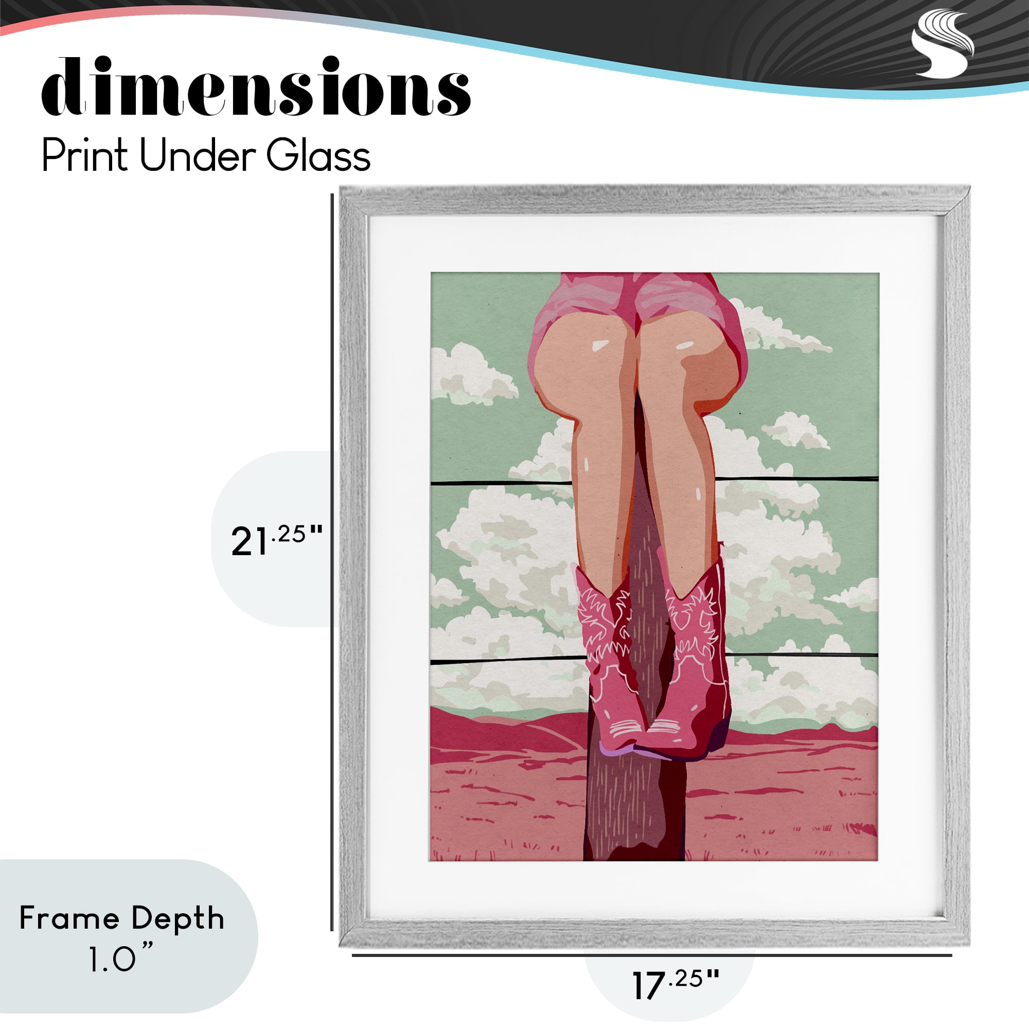 Stupell Industries Cowgirl on Fence Post Gray Framed Print Under Glass, design by Ziwei Li
