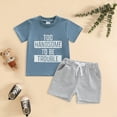 thumbnail image 2 of HCNTES Toddler Baby Boy Clothes Summer Outfits Cotton Short Sleeve T-Shirt Shorts Set Boy Clothes Outfits Set For Kids 2t 3t 4t 5t 6t 7t(D0-Sky Blue,3-4 Years), 2 of 4