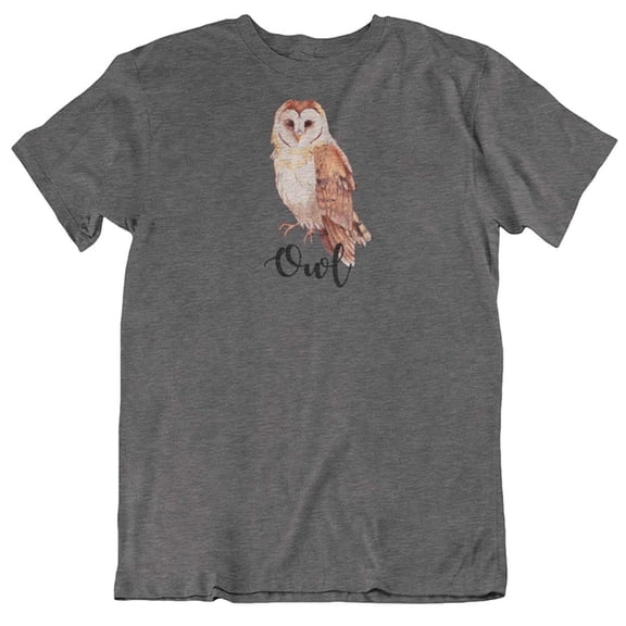 Owl T-Shirt Gift for Souvenir, Traveler, Bird Lovers, Youth, Men and Women Dark Gray Heather