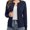 Navy blue, variant on Women's Crew Neck Button Down Long Sleeve Cardigan Sweater
