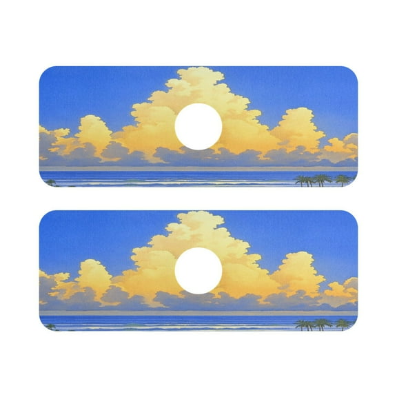 Seaside Sky Quick Dry Silicone Algae Faucet Pad 14.7x5.4in 2 Pack Absorbent Mat for Kitchen Sink, Bathroom Countertop