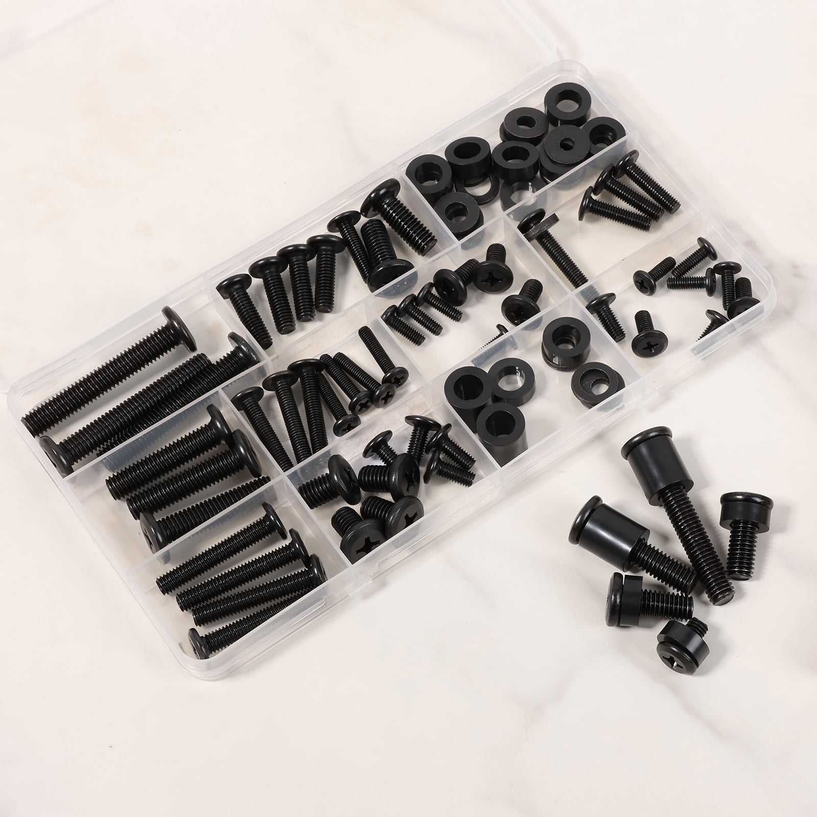 184Pcs Universal TV Mounting Hardware Screw Kit Set with Box - M4 M5 M6 M8 Metal Bolt Washer and Spacer Set for Most TV and Monitor