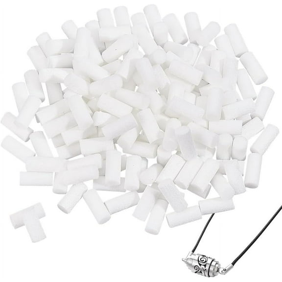 PH 150pcs Diffuser Necklace Refill Sticks Scent Essential Oil Diffuser Sticks Replacement 9x4mm White Fibre Cotton Core Absorbent Mini Replacement Refill Sticks for Aroma Necklace White