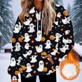 thumbnail image 2 of Frostluinai Womens Oversized Sherpa Pullover Hoodie with Pockets Fuzzy Fleece Sweatshirt Halloween Ghosts Pumpkin Print Fluffy Hooded Sweatshirts, 2 of 7