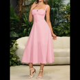 thumbnail image 4 of Vestido Midi con Corsé, Aberturas Fluidas y Cordones para Mujer, Vestido Informal de Verano de Corte A para Fiesta de Té. Rosa L, 4 of 8