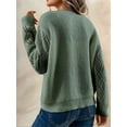thumbnail image 5 of Womens Long Sleeve Sweaters Fall Trendy Lace V Neck Knit Drop Shoulder Pullover Sweater Jumper Tops Green S, 5 of 9