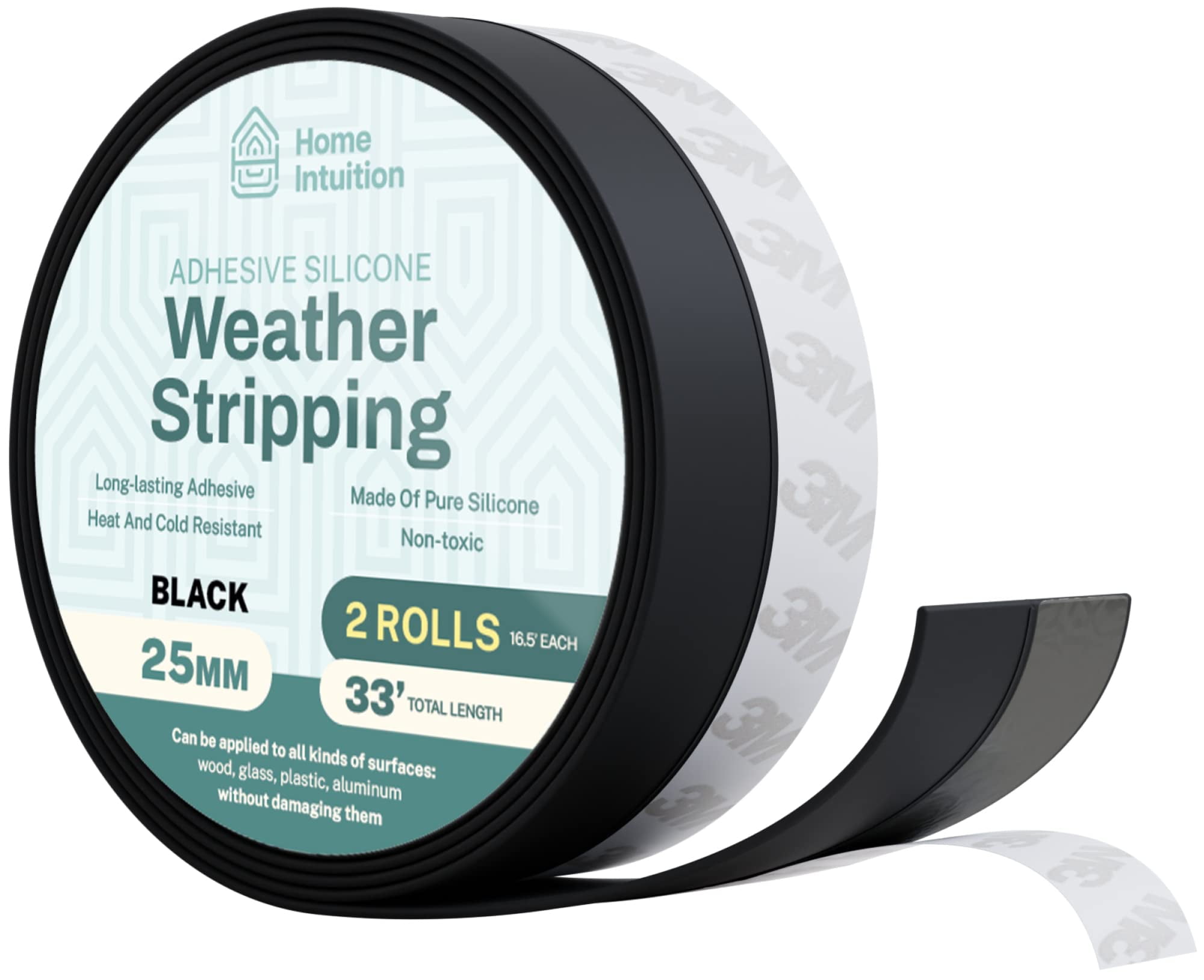 33 Feet Silicone Door Seal Strip for Windows, Doors, Shower, Glass