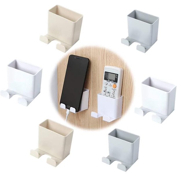 Soporte de control remoto montado en la pared, soporte de teléfono móvil montado en la pared, caja de almacenamiento de soporte de carga montada en la pared Abs, caja de almacenamiento de control remo Afortunado Sencillez