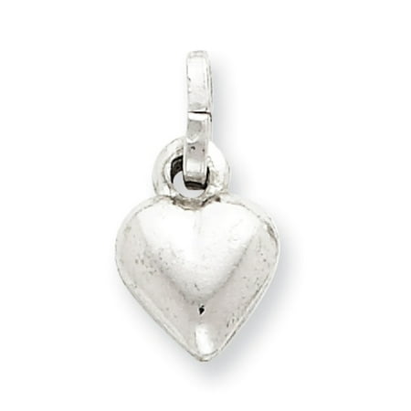 Wide Puffed Heart - Sterling Silver Puffed Heart Charm