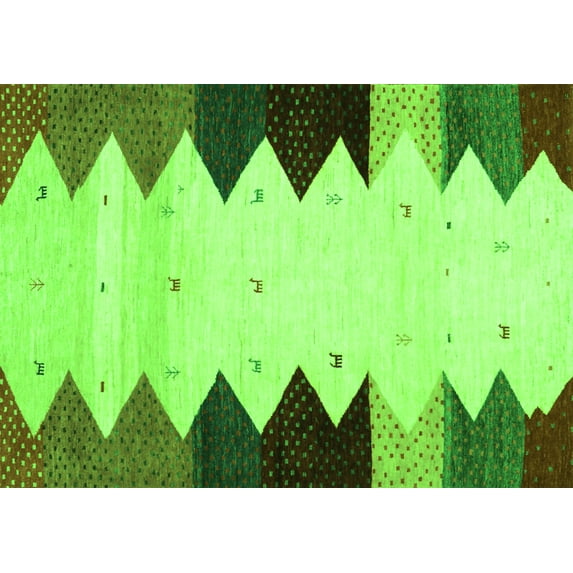 Ahgly Company Indoor Rectangle Abstract Green Contemporary Area Rugs, 2' x 3'