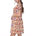thumbnail image 2 of Easygdp Corgi Head with Floal para Vestido Transpirable de Mujer, Vestido Suelto de Manga Corta con Pliegues y Bolsillos para el Verano, 2 of 6
