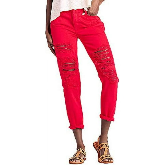 Lucky Brand Sienna Slim Boyfriend in Ropesville Red Destroyed Jeans 2/26