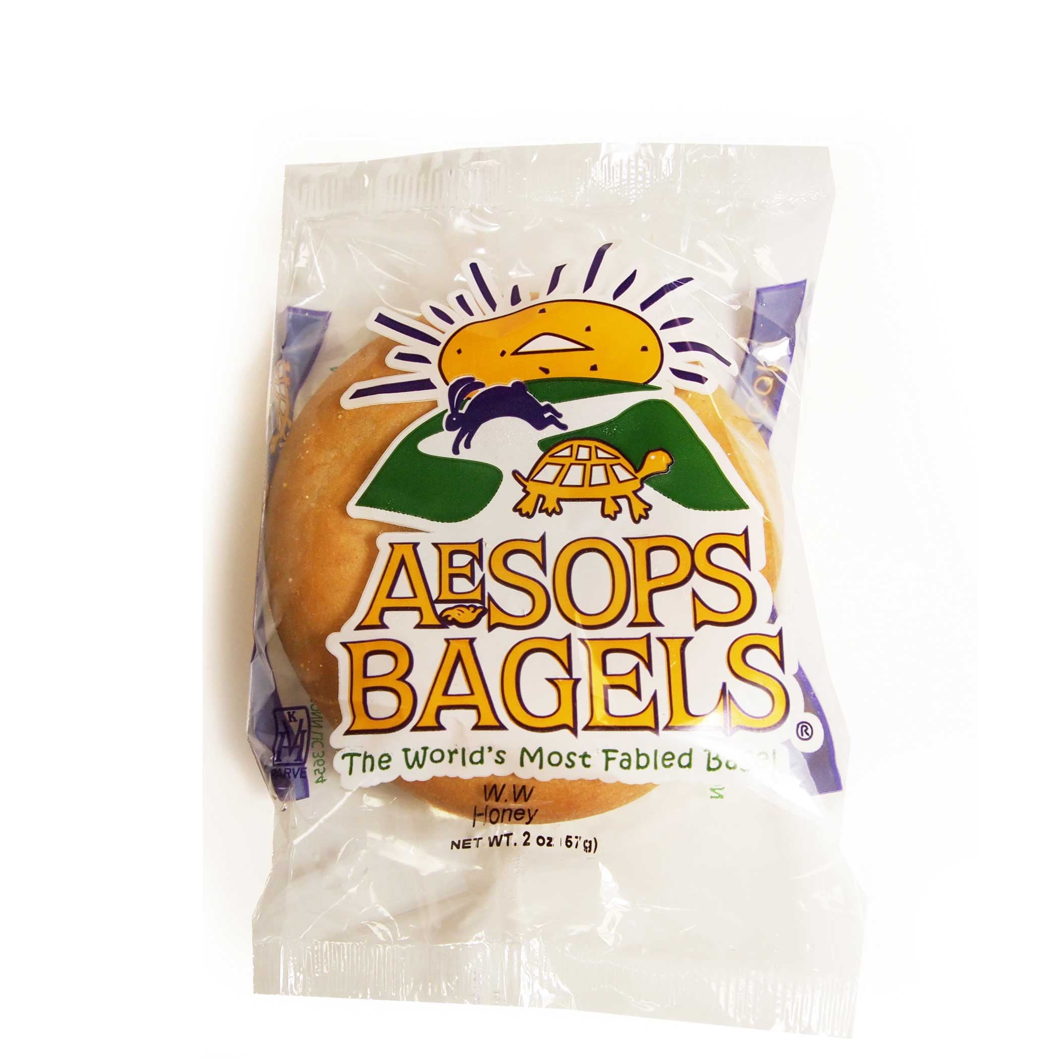 Aesops Bagels Whole Grain Sliced Honey Bagel, 2 Ounce 84 per case