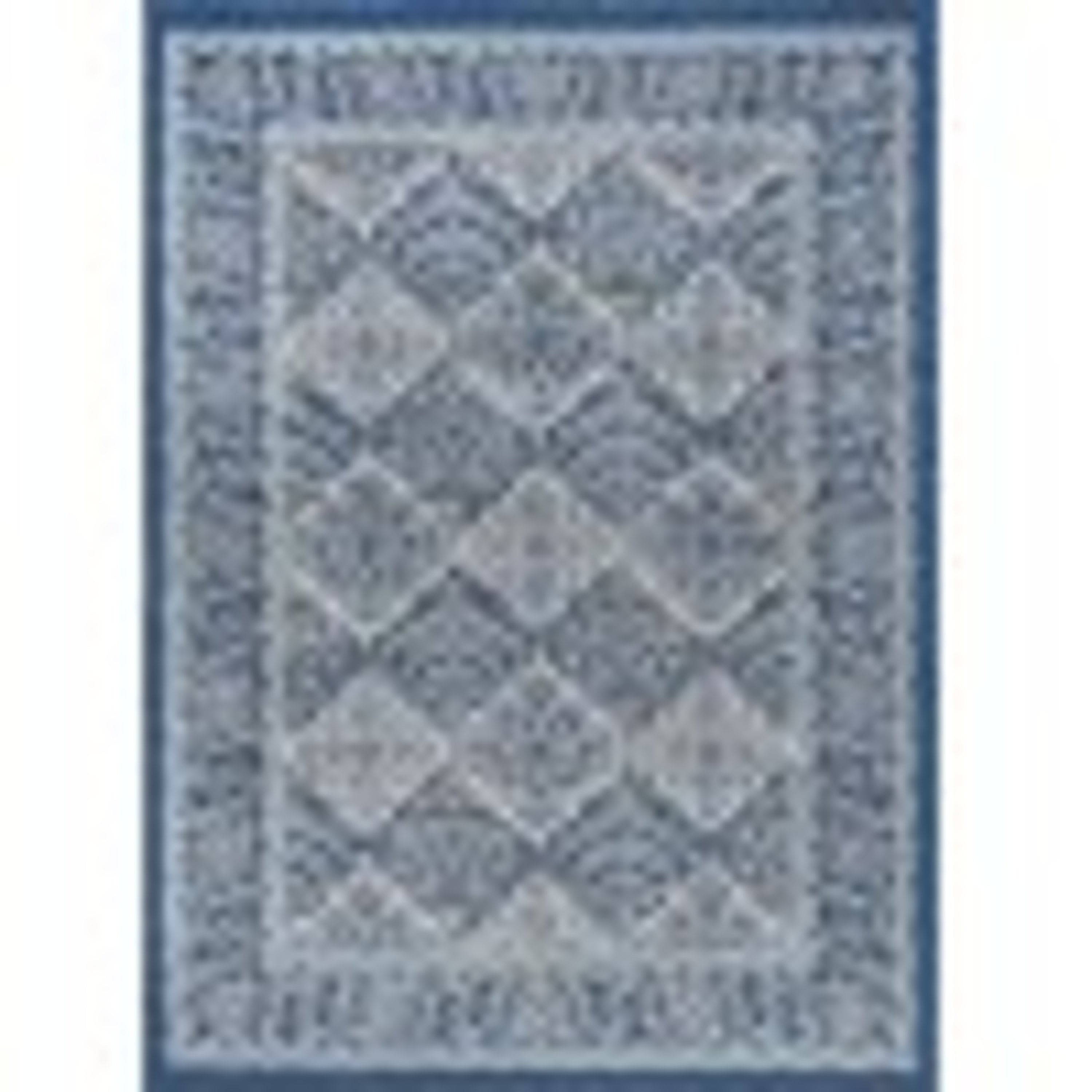Hampton Traditional 9' x 12.6' Navy and Cream Polypropylene Indoor Area Rug