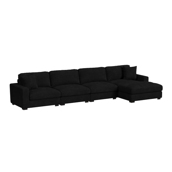 Mesa 4PC Sectional Set with RHF Chaise in Steno Black