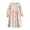 Beige, variant on Girls' Solid Cotton Linen Long Sleeve A-Line Sundress – Loose Pleated Waist Crewneck Casual Summer Dress for Toddlers