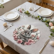 Easter Bunny Placemats, Round Linen Table Mats, Spring Summer Table Decor for Easter Holiday Dining(A)