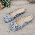 thumbnail image 3 of FRSASU Knit Flats for Women Square Toe Flats Casual Ballet Flats with Ankle Strap,Washable Comfortable Dressy Mary Jane Flat Blue, 3 of 9