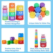Wanonoo Baby Toys Stacking Cups for Babies 6-12 Months, Montessori Toys for 1 Year Old, Baby Bath Nesting Stacking Toys, Stackable Number Blocks Toys 6-12-18 Months, Birthday Gifts for 1 2 3 Year Old