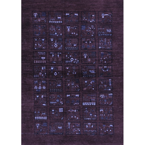 Ahgly Company Indoor Rectangle Abstract Blue Contemporary Area Rugs, 8' x 12'